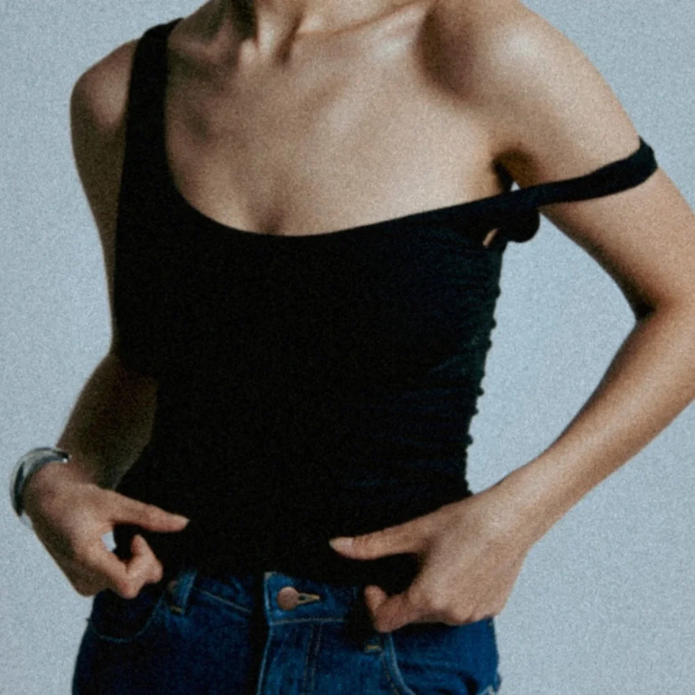 UNCLE STUDIOS‎ THE DROP SHOULDER TOP BLACK RUCHED SZ L NWT